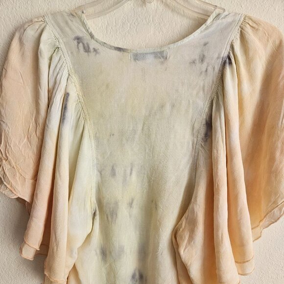 Young Fabulous Cottage Core Boho Chic tie dye Hippie Flowy Fairy sleeve V-neck S - Picture 5 of 6